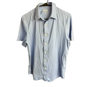 RHONE Commuter Shirt Mens Sz S Blue Gingham S/S Button Up Knit Stretch Office